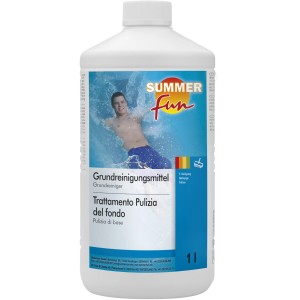 Flacone da 1 l di detergente base per piscine Summer Fun. Detergente acido per rimuovere calcare e sporco.