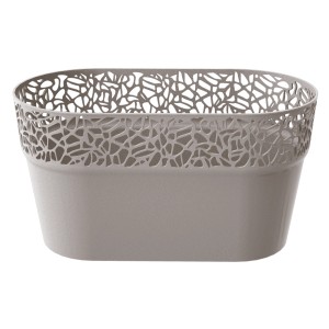 t.b.t. balconetta per fiori, grigia, con bordo decorativo.