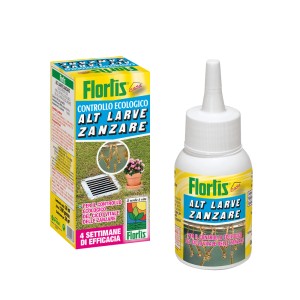 Prodotto t.b.t. Antizanzare di Flortis Casa, composto da flacone e scatola di cartone.