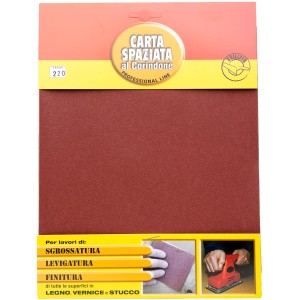 Carta abrasiva, t.b.t., grana 220, per legno, vernice e stucco.