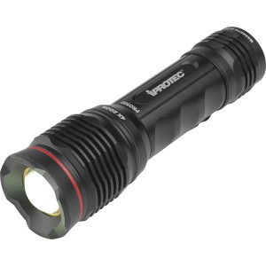 Torcia LED nera NEBO Iprotec Pro 500 Lite in alluminio con zoom 4x.