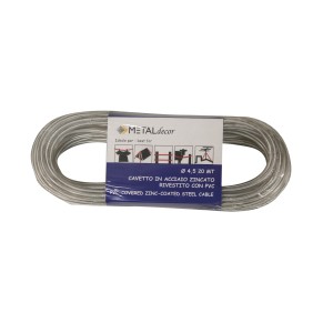 Cavo in acciaio zincato rivestito in PVC, 4,5 mm x 20 m, per vari usi.