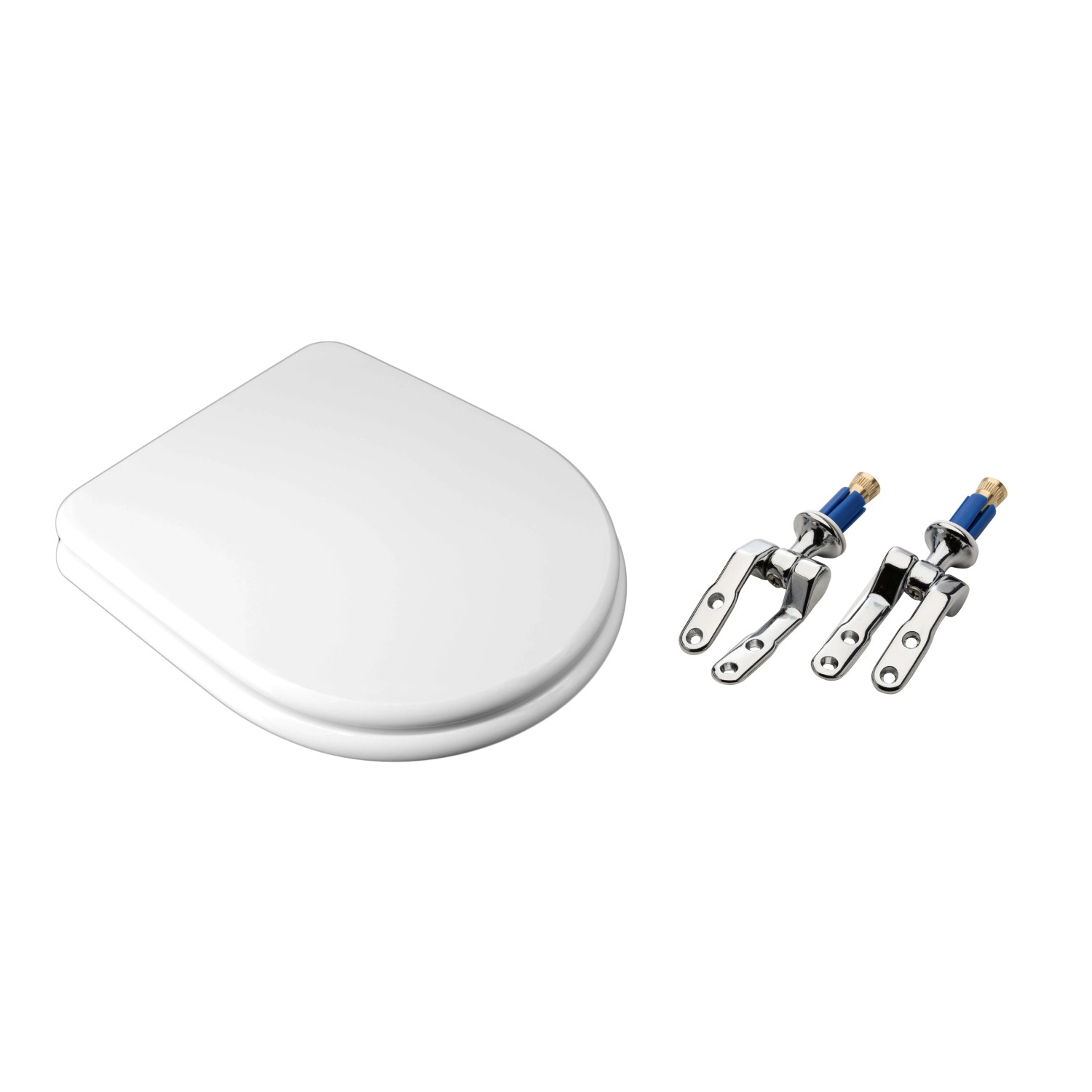 Sedile WC t.b.t. bianco con cerniere cromate per OBI.