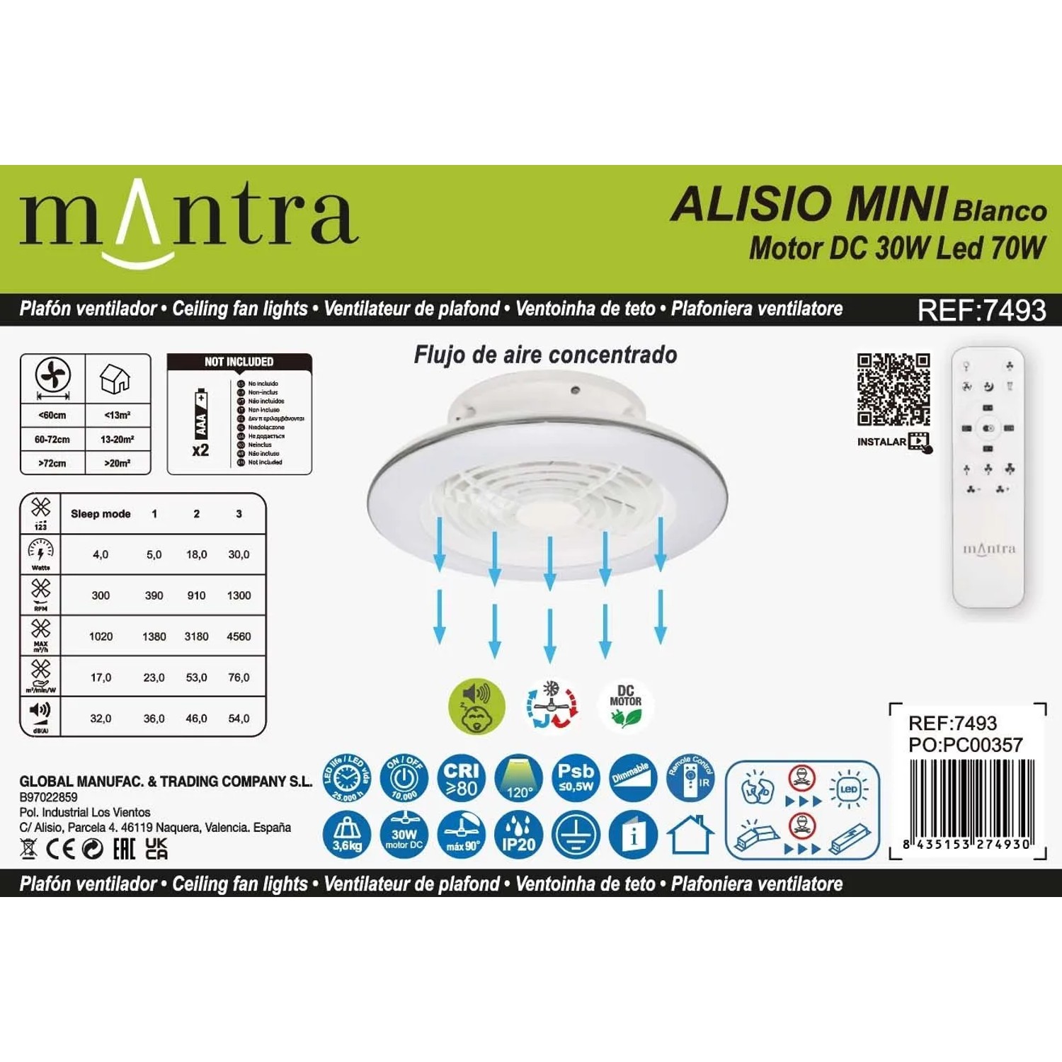 Planofiera LED 70W con ventilatore 30W Alisio Mini 16,5x52,5 cm bianco_14