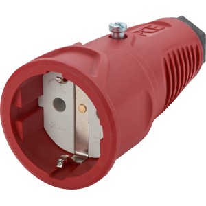 Giunto in gomma rosso PCE Schutzkontakt lungo per connessioni di alimentazione affidabili.