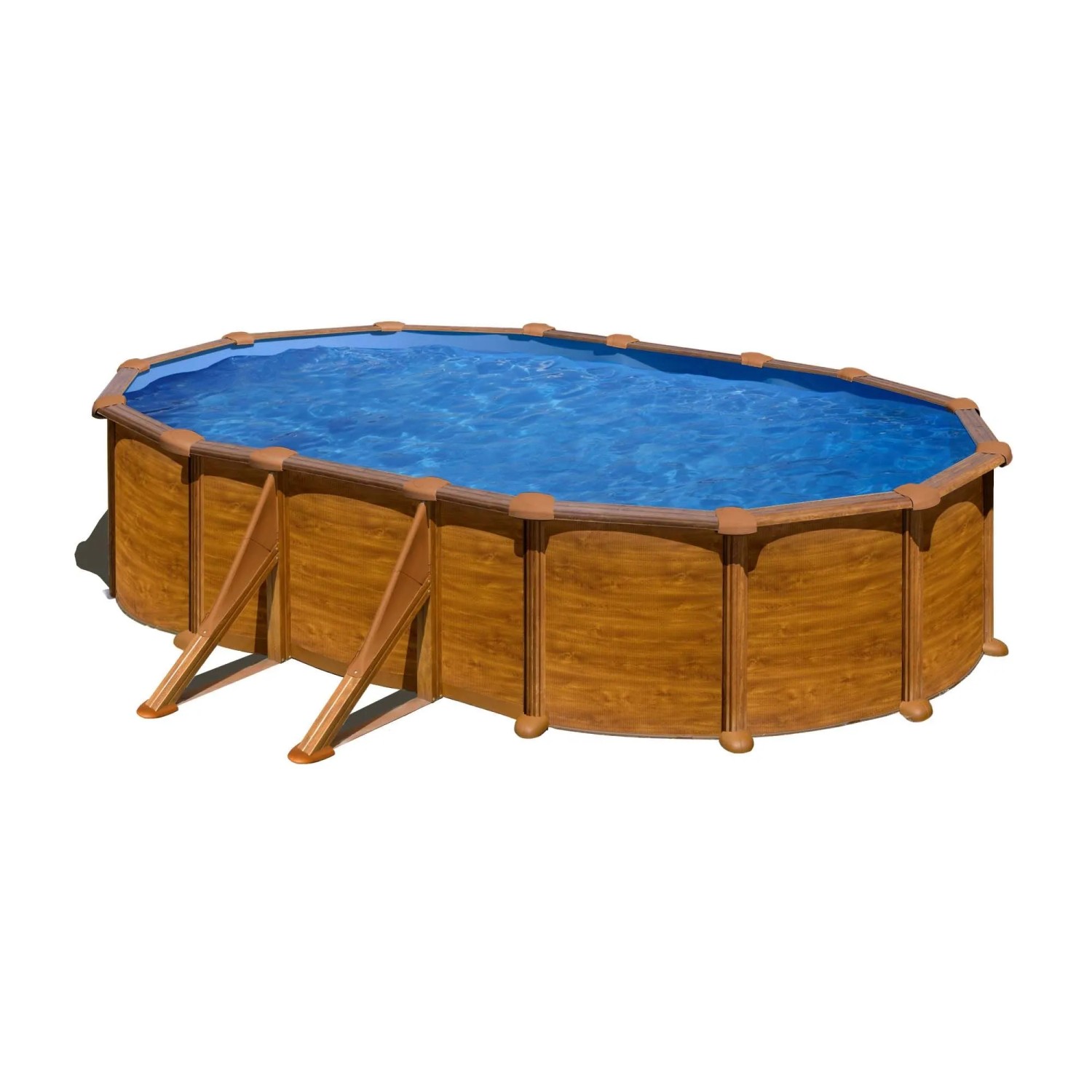 Piscina ovale Gre Mauritius effetto legno, 500x300x132 cm. Fuori terra con acqua blu per il giardino.