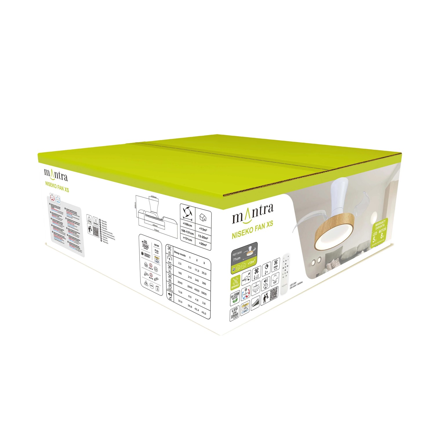 Plafoniera LED Niseko Fan Xs ventilatore 2500 lm luce bianco 26,9x71 cm_10