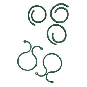 Clip da giardino verdi a spirale e ad anello per il supporto delle piante.