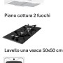 Set cucina: cappa aspirante, piano cottura a 2 fuochi, lavello 50x50 cm per una cucina completa.