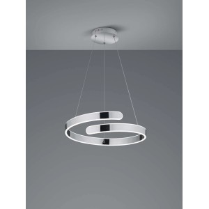 Moderna lampada a sospensione a LED a spirale in look cromato per un'illuminazione elegante.