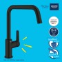 Miscelatore monocomando per lavello Grohe QuickFix Start, nero, bocca alta per montaggio a foro singolo.