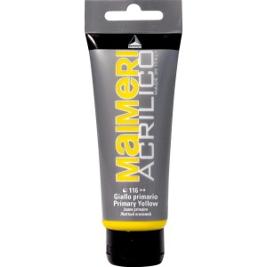 Tubo di colore acrilico giallo Maimeri, ideale per artisti e hobbisti.