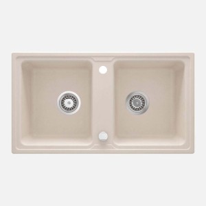 Lavello 2 vasche Idrostile Martí sifone 435x180 mm beige