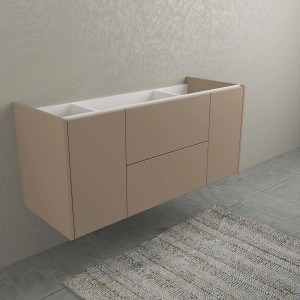 Mobile bagno t.b.t. beige con cassetti e vani portaoggetti.