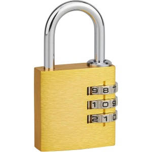 Lucchetto a combinazione color oro di t.b.t. per maggiore sicurezza.