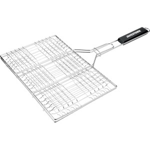 Griglia per barbecue con manico, ideale per utensili e accessori.