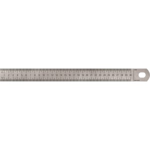 Righello in metallo con scala da 1 a 30, ideale per misurazioni precise.