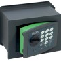 Cassaforte nera con tastierino digitale e porta aperta.