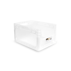 Contenitore trasparente t.b.t. in plastica, ideale per lo stoccaggio.