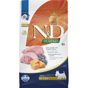 N&D Pumpkin Mini cibo secco per cani con agnello, zucca e mirtilli.