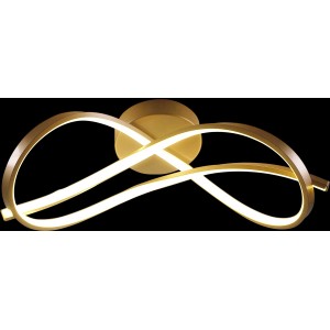 Plafoniera LED moderna t.b.t. in oro con design curvo.