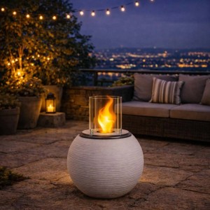 Camino a bioetanolo giardino Divina Fire Botticelli 3,4 kW Ø40xH54 cm beige