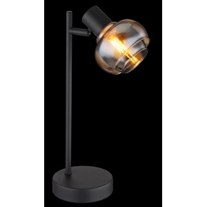 Lampada da scrivania nera t.b.t. con paralume speciale per l'area di lavoro.