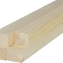 Listelli in legno grezzo, colore legno chiaro, sezione quadrata.