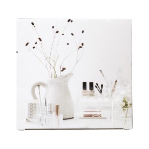 Organizer trucchi trasparente con specchio 14,8x14,8x4,7 cm