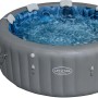 Bestway LAY-Z-SPA Santorini HydroJet Pro, vasca idromassaggio gonfiabile rotonda con esterno grigio e interno blu.