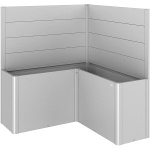 Biohort Paravento Belvedere a L, 2 pezzi, argento metallizzato, come accessorio per aiuole rialzate.