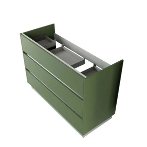 Mobile bagno t.b.t. verde con tre cassetti per il bagno.