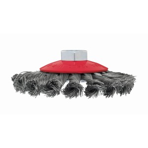 Spazzola conica LUX intrecciata 100 mm per smerigliatrici angolari per la rimozione di ruggine, pulizia e vernice.