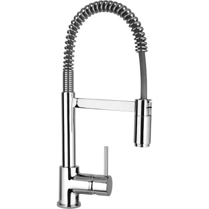 Paini miscelatore lavello bocca a molla con doccetta orientabile Line cromo