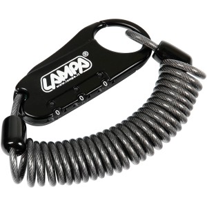 Lucchetto a combinazione nero t.b.t. con cavo a spirale per bici e altro.