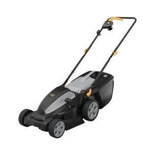 Tagliaerba elettrico nero e grigio.