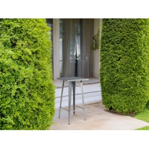 Tavolo alto da giardino in lamiera grgio 60x60xH108 cm