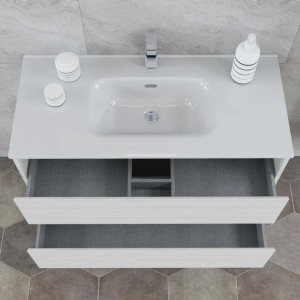 Mobile bagno base lavabo sospesa Ness 101 2/C creme 101x46 cm