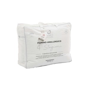 Piumino bianco 4 stagioni AMO LA CASA (250x200 cm) confezionato.