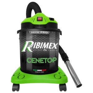 Aspiracenere Ribimex Cenetop, verde/nero, con ruote e tubo.