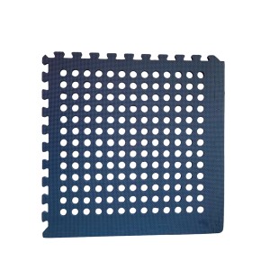 Piastrella da parete t.b.t. blu, quadrata, con motivo a fori per bagno o doccia.