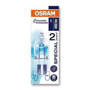 Lampada speciale Osram Oven Pin G9, 40W, bianco caldo per forni fino a 300°C.