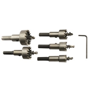 Set di seghe a tazza t.b.t. con diverse dimensioni e chiave a brugola.