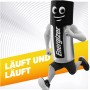 Pila Energizer Alkaline Power AAA in esecuzione, confezione da 8. Mascotte con faccia e arti.