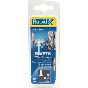 Rapid Rivetti ciechi 4.8x16mm, 50 pezzi, Alu Graffe a dorso sottile