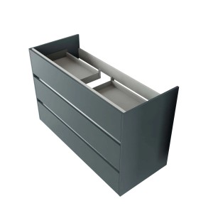 t.b.t. Mobile bagno grigio con tre cassetti.