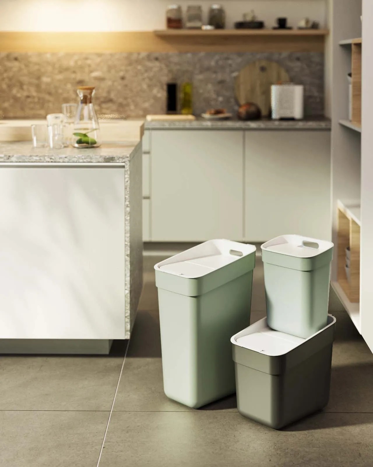 Pattumiera Bagno In Polipropilene Grigio 6 Lt Con Coperchio Basculante - Foto 2