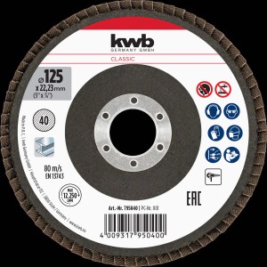Disco lamellare KWB Classic, 125mm, per smerigliatrice angolare. Per la levigatura del metallo.