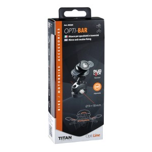 Confezione per supporto cellulare Opti-Bar per montaggio a specchio e traversa su moto.