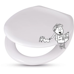 Sedile WC baliv Perdido bianco in duroplast con motivo a cartoni animati.